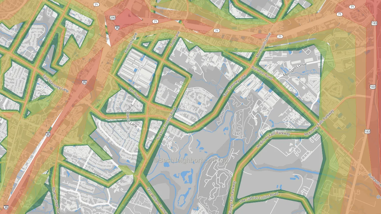 McKinney, Austin, TX Map of Noise Levels in McKinney