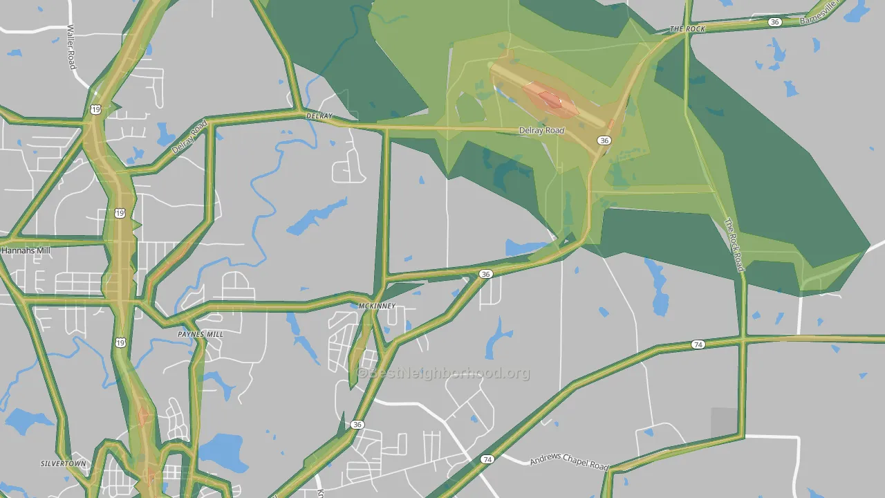 McKinney, GA Map of Noise Levels in McKinney