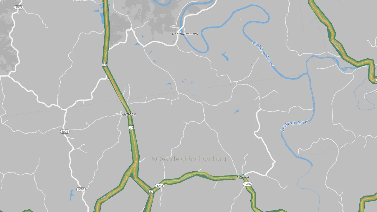 McKinneysburg, KY Map of Noise Levels in McKinneysburg