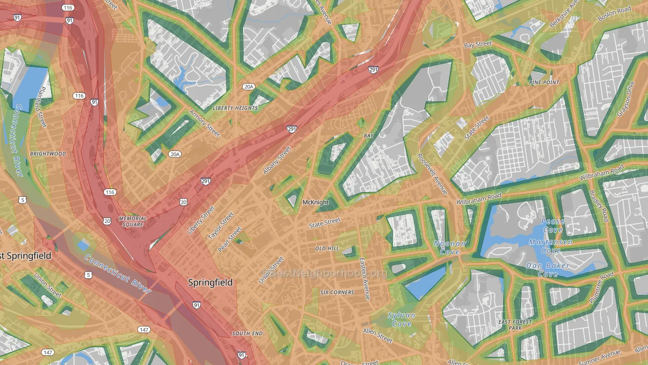 McKnight, Springfield, MA Map of Noise Levels in McKnight