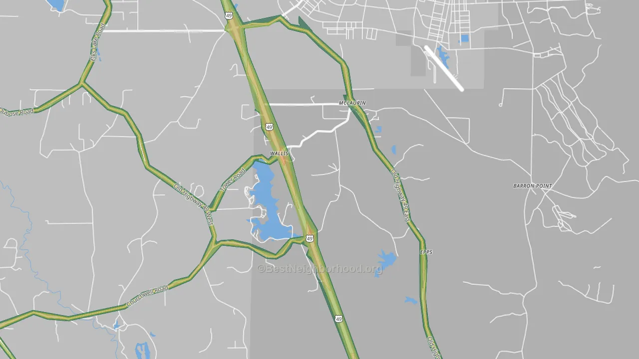 McLaurin, MS Map of Noise Levels in McLaurin
