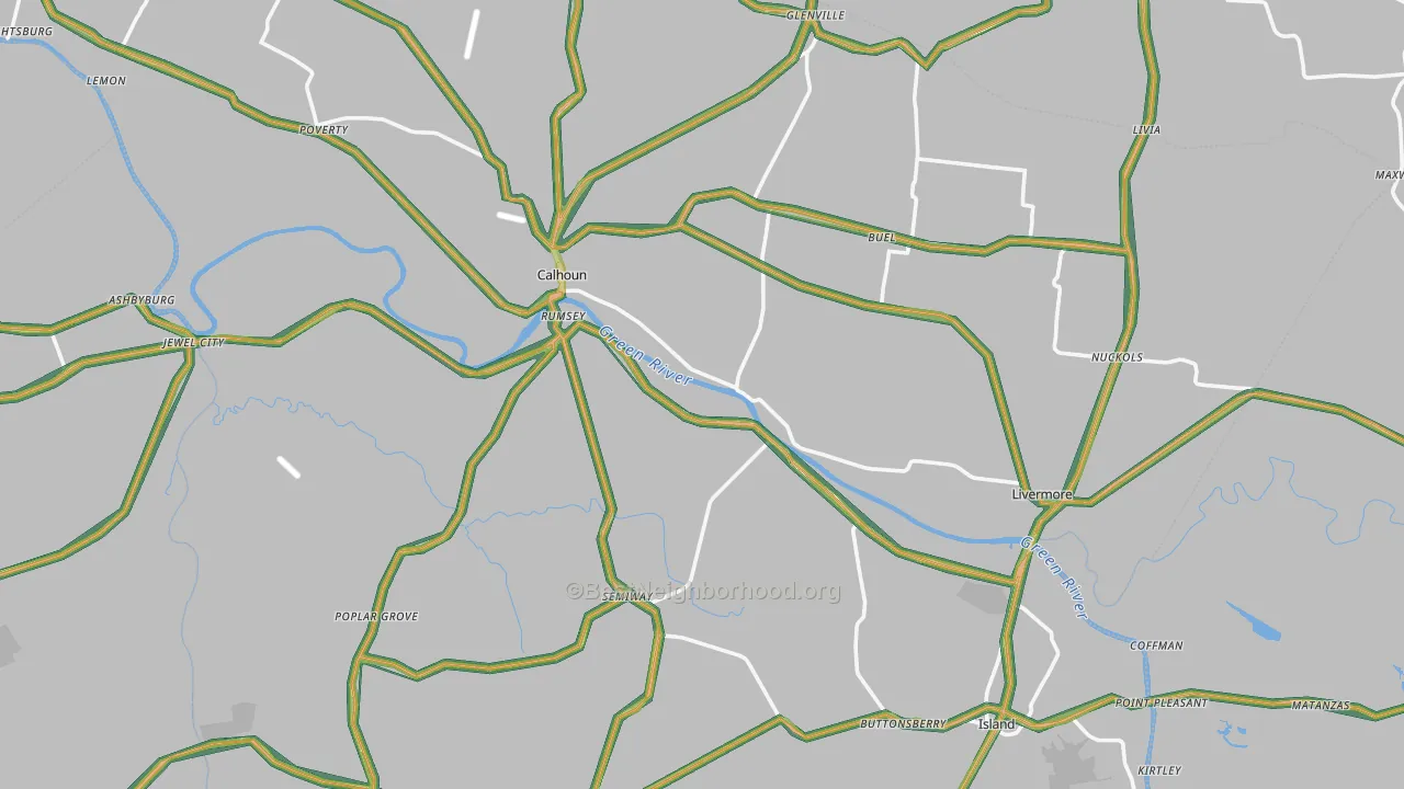 McLean County, KY Map of Noise Levels in McLean County