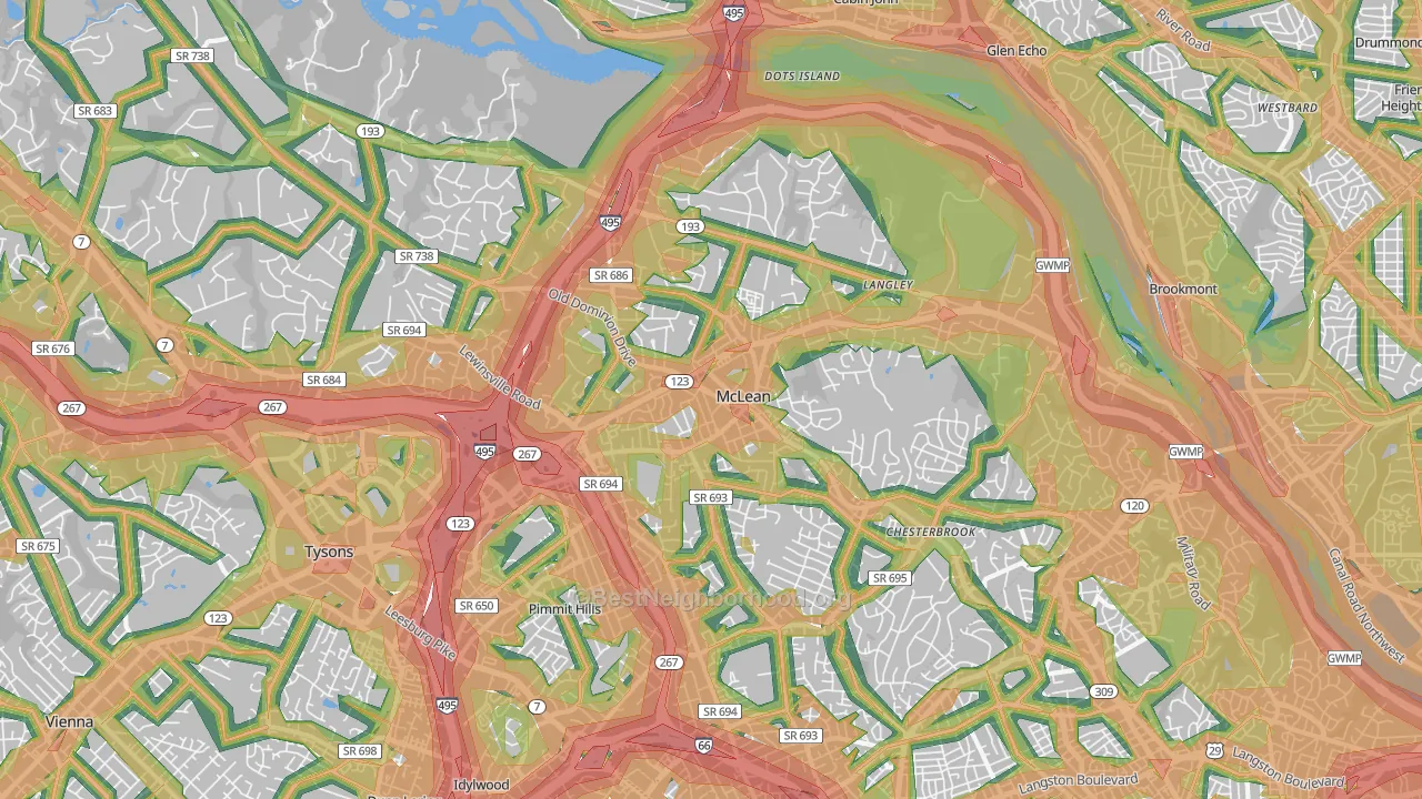 McLean, VA Map of Noise Levels in McLean