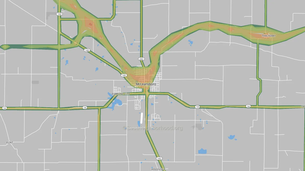 McLeansboro, IL Map of Noise Levels in McLeansboro