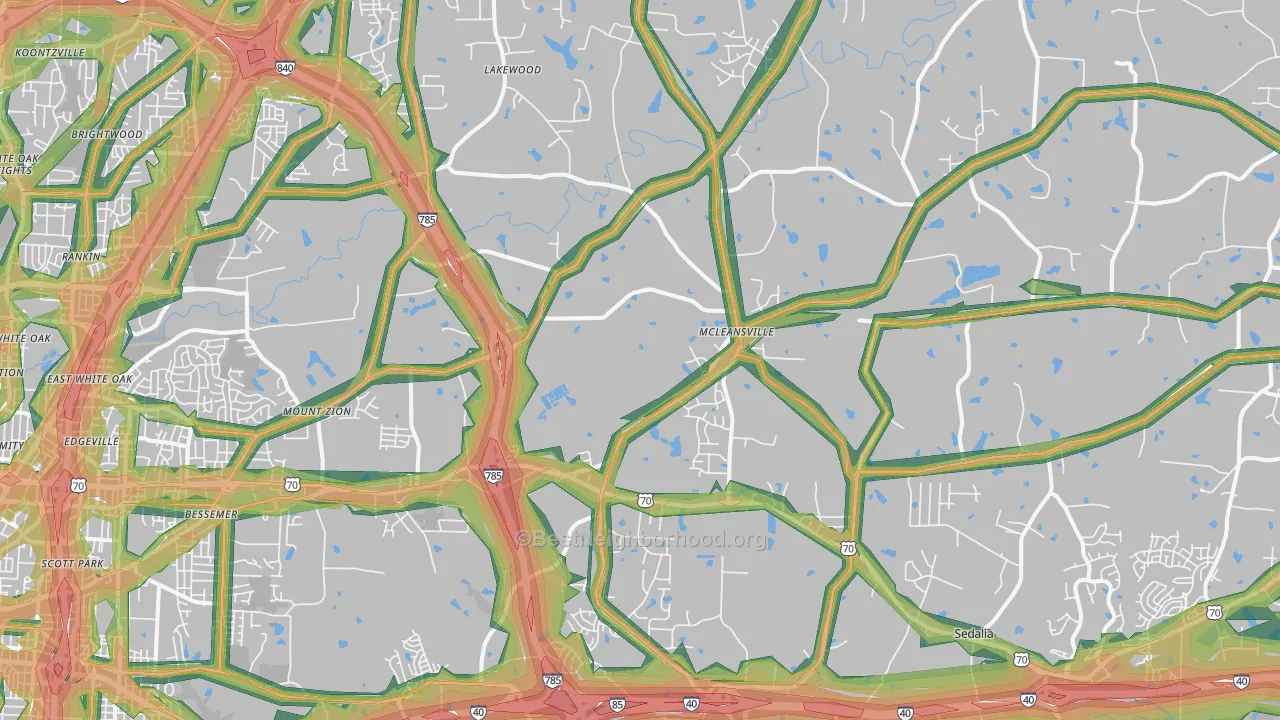 McLeansville, NC Map of Noise Levels in McLeansville