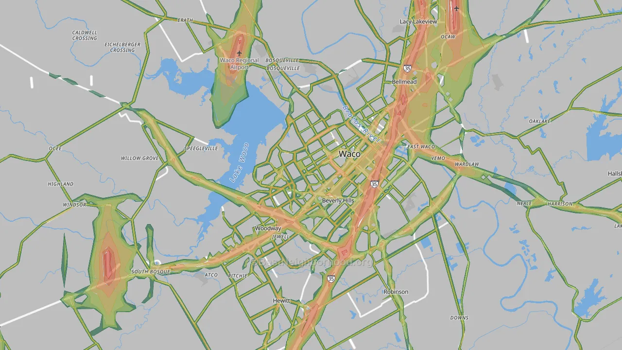 McLennan County, TX Map of Noise Levels in McLennan County