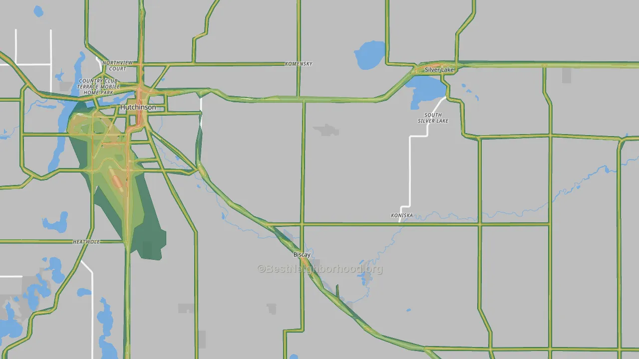 McLeod County, MN Map of Noise Levels in McLeod County