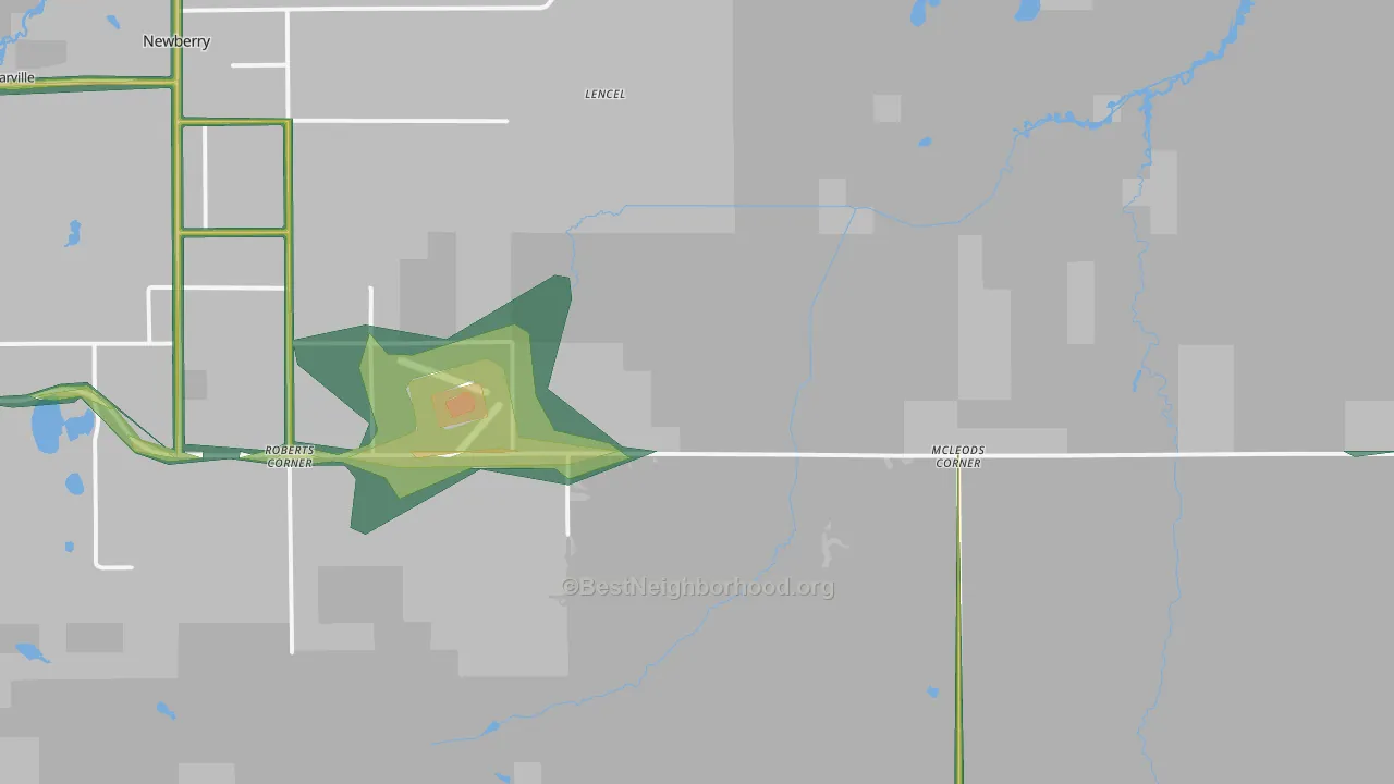 McLeods Corner, MI Map of Noise Levels in McLeods Corner