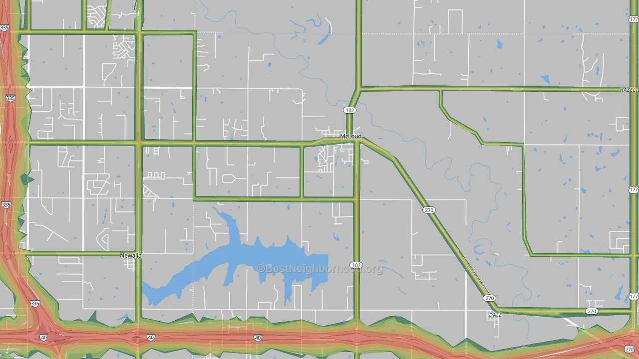 Mcloud, OK Map of Noise Levels in Mcloud