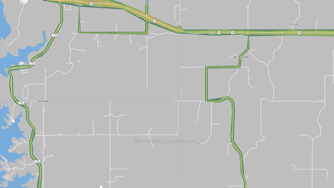 McMillan, OK Map of Noise Levels in McMillan