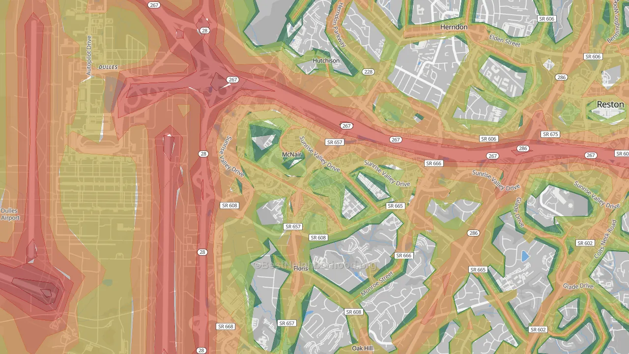 McNair, VA Map of Noise Levels in McNair
