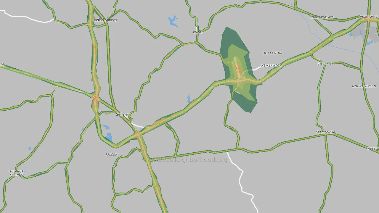 McNairy County, TN Map of Noise Levels in McNairy County