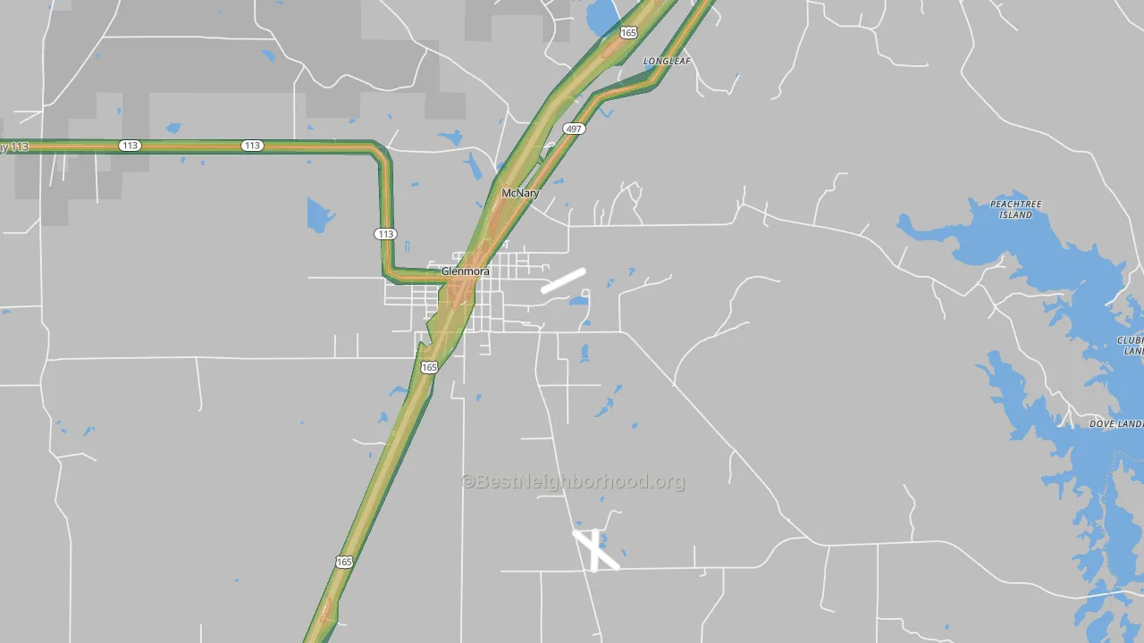 McNary, LA Map of Noise Levels in McNary