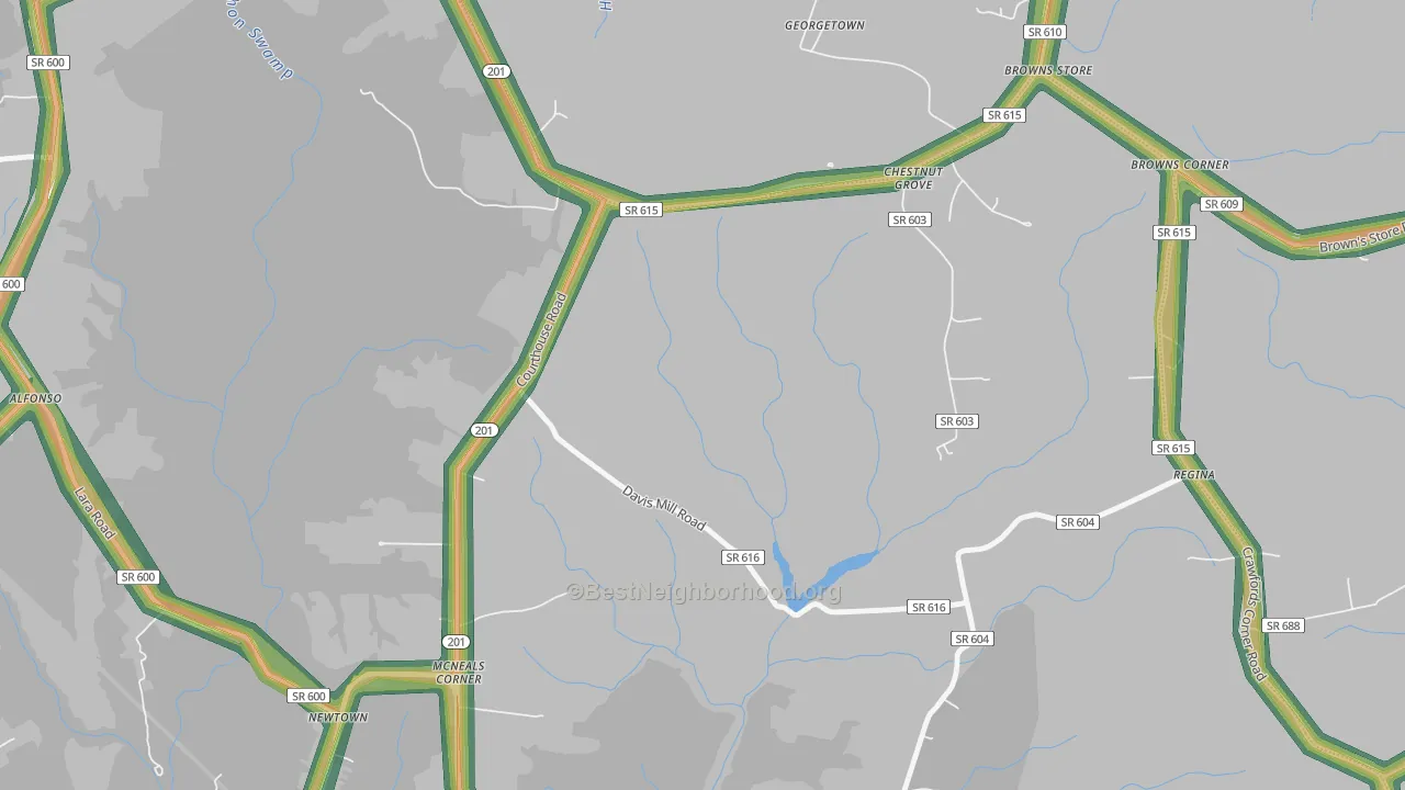 McNeals Corner, VA Map of Noise Levels in McNeals Corner