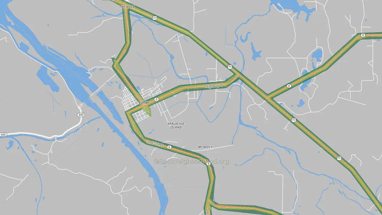 McNeely, LA Map of Noise Levels in McNeely
