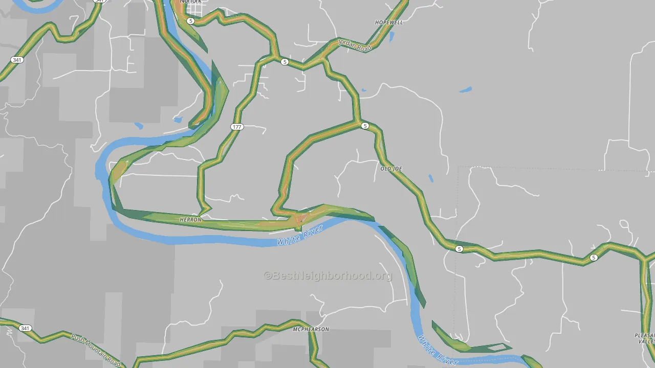 McPhearson, AR Map of Noise Levels in McPhearson