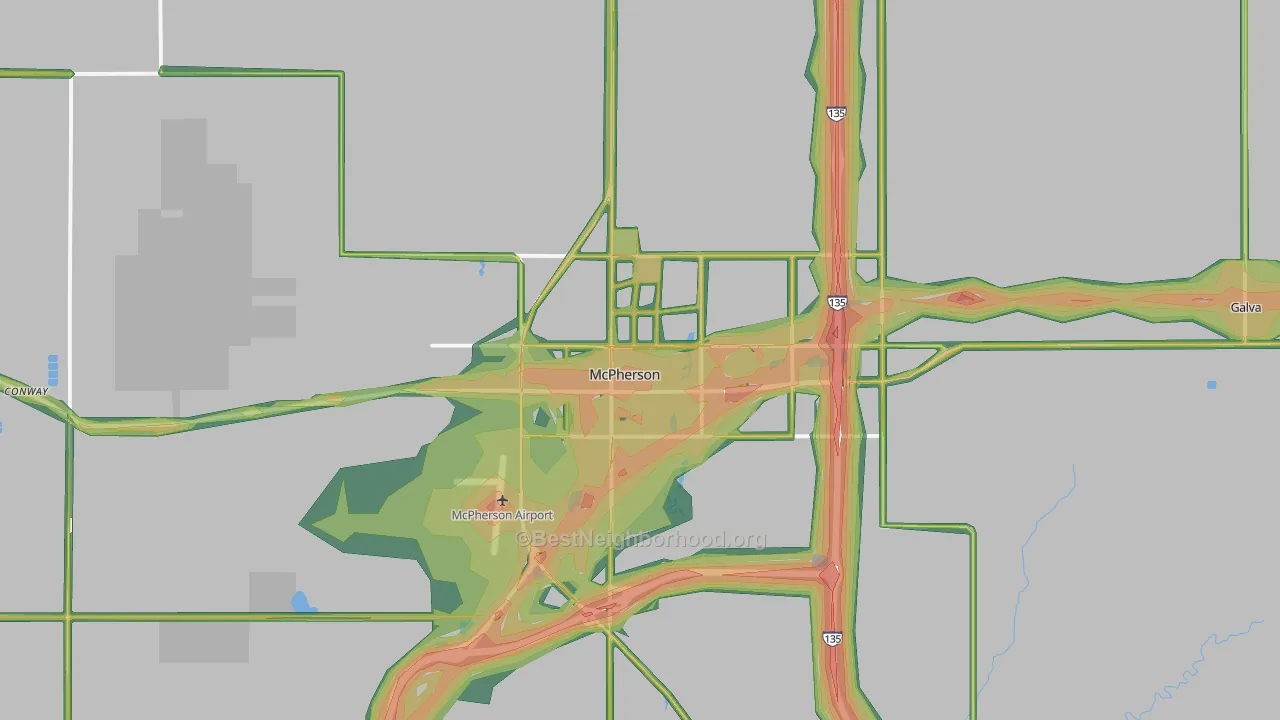 McPherson, KS Map of Noise Levels in McPherson