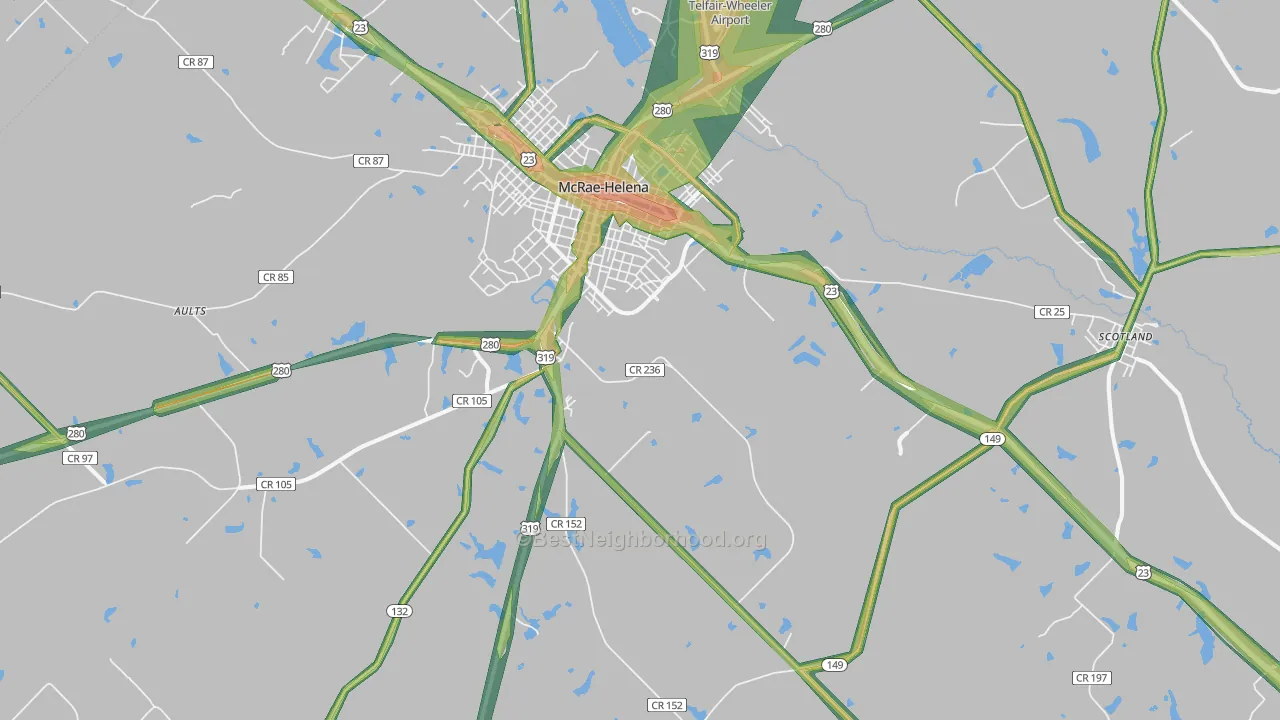 McRae, GA Map of Noise Levels in McRae