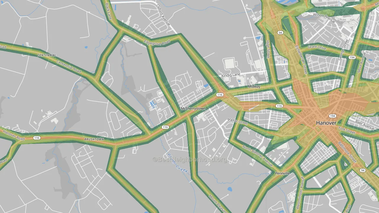 McSherrystown, PA Map of Noise Levels in McSherrystown