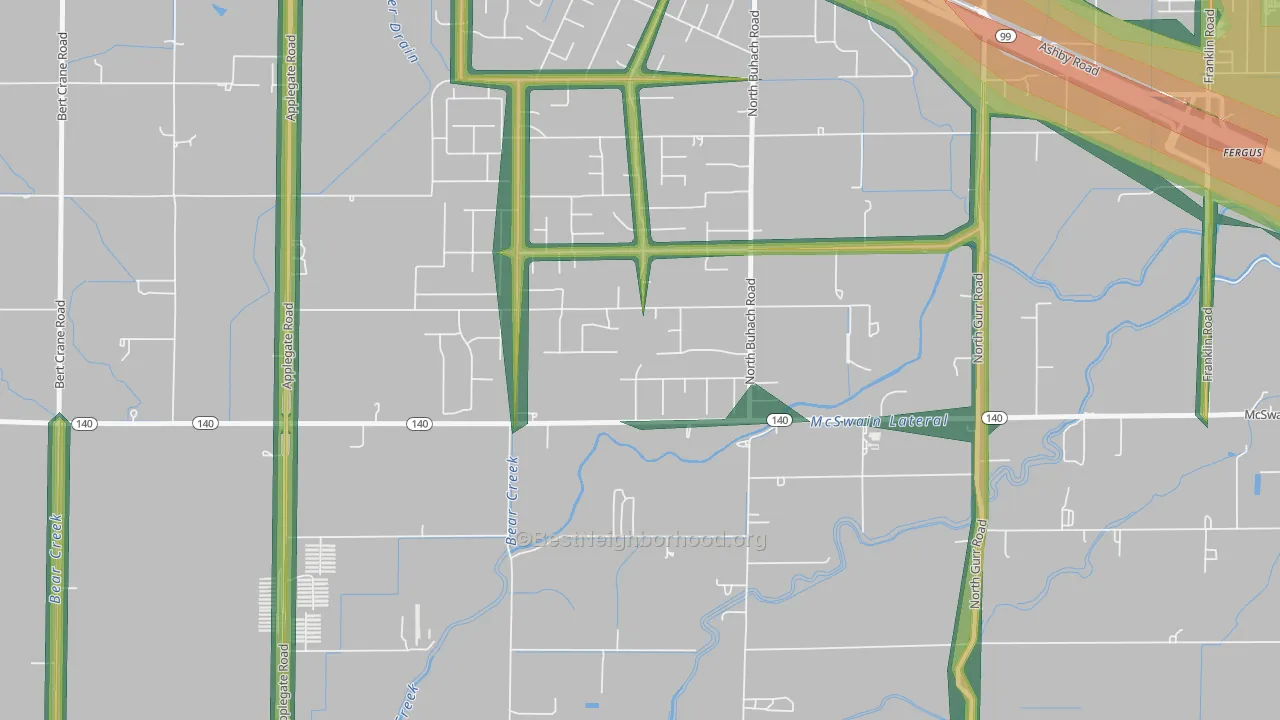 McSwain, CA Map of Noise Levels in McSwain