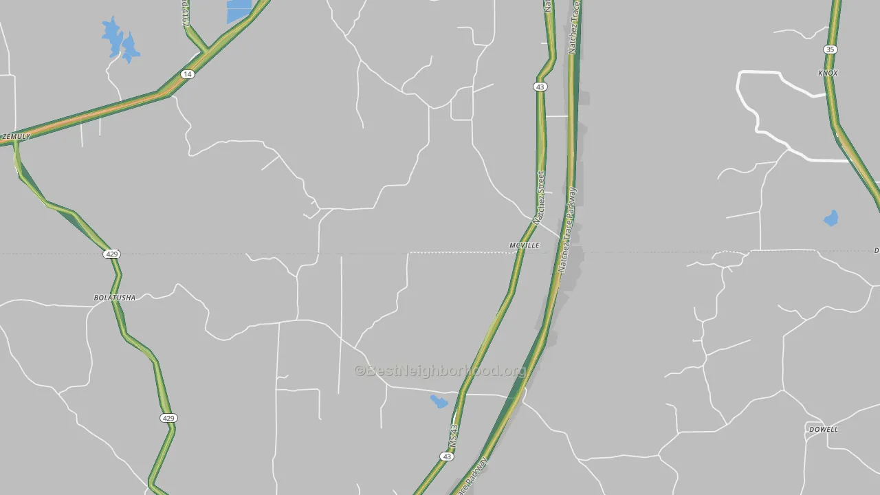 McVille, MS Map of Noise Levels in McVille