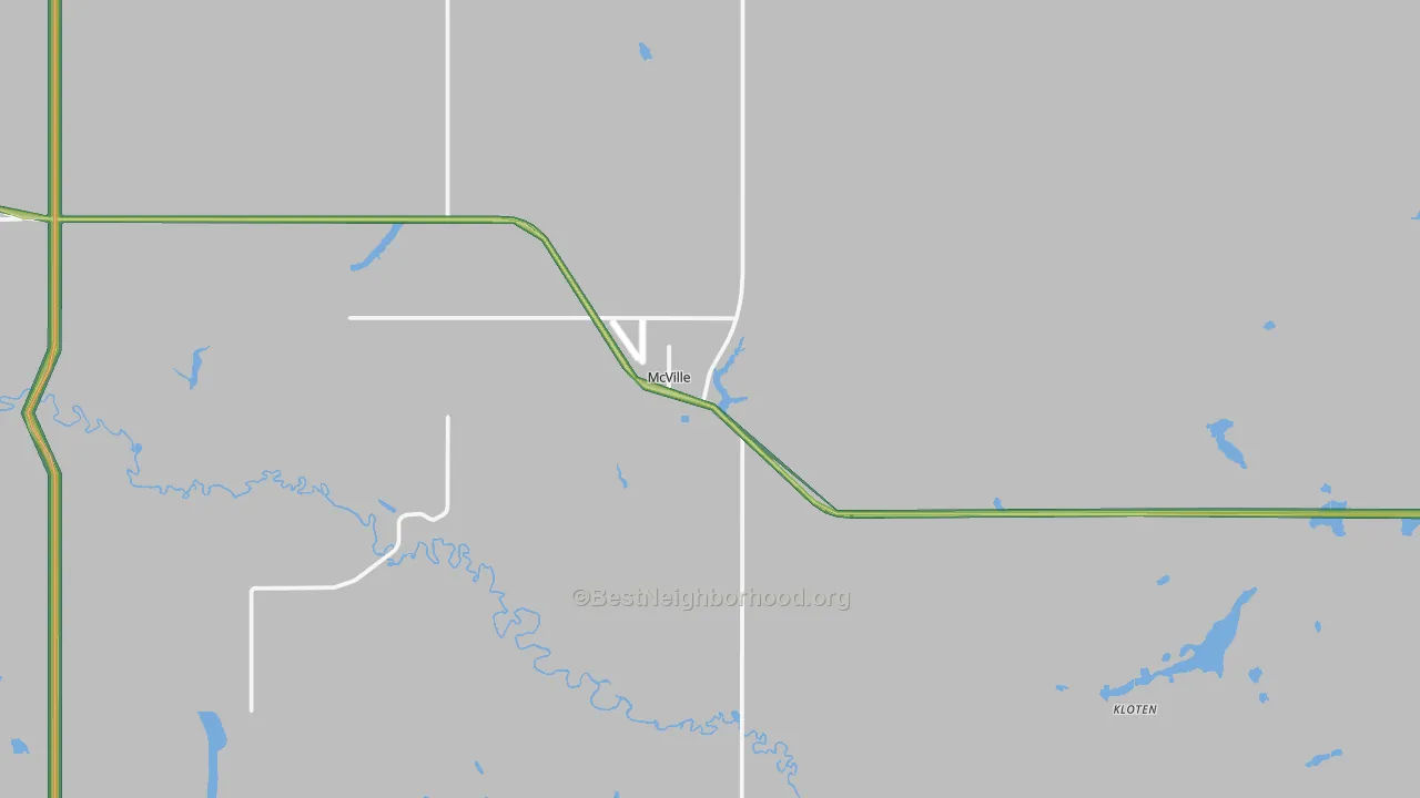 Mcville, ND Map of Noise Levels in Mcville