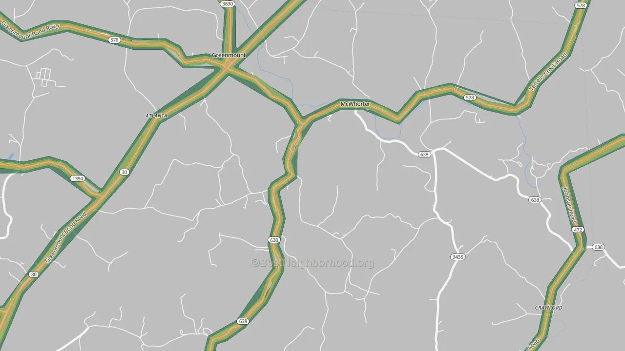 McWhorter, KY Map of Noise Levels in McWhorter