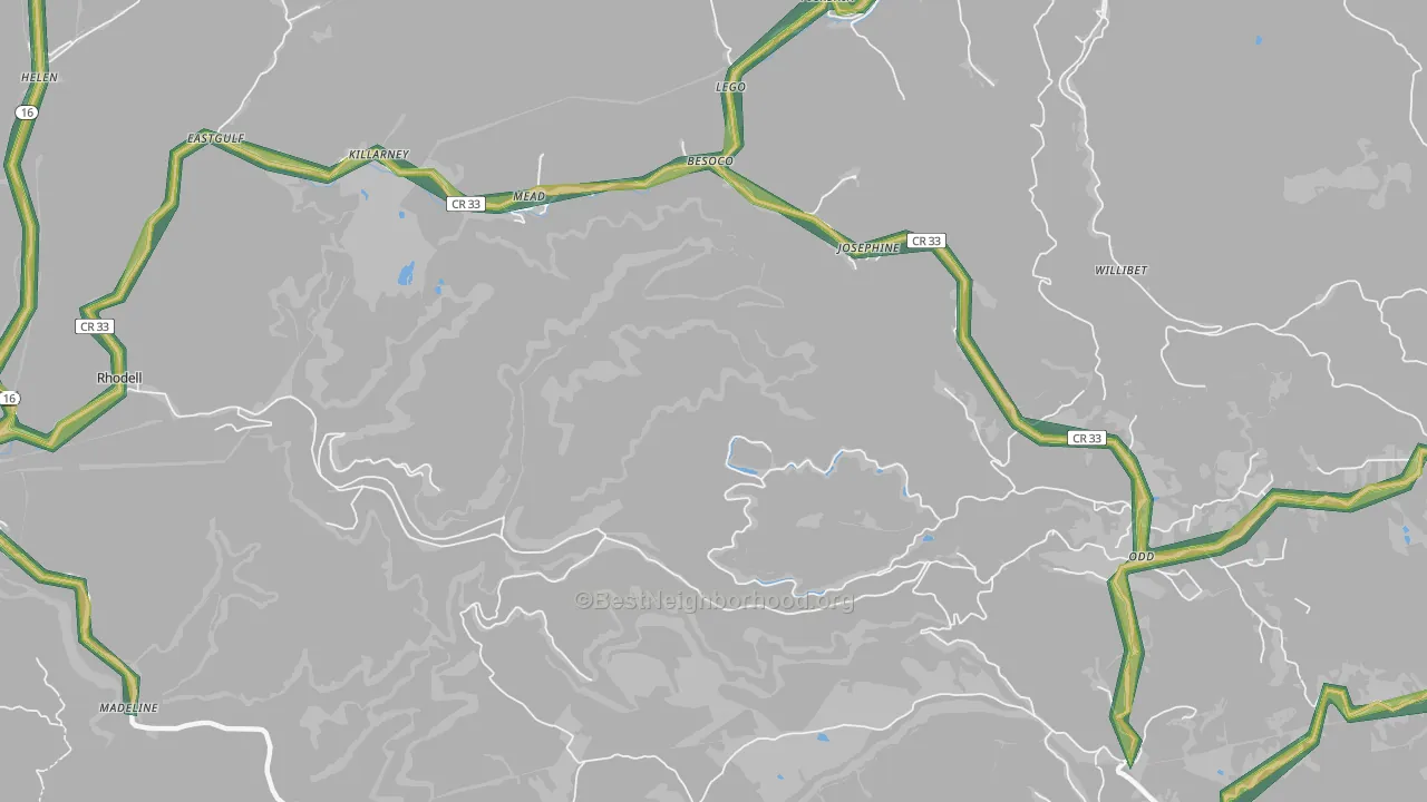 Mead, WV Map of Noise Levels in Mead