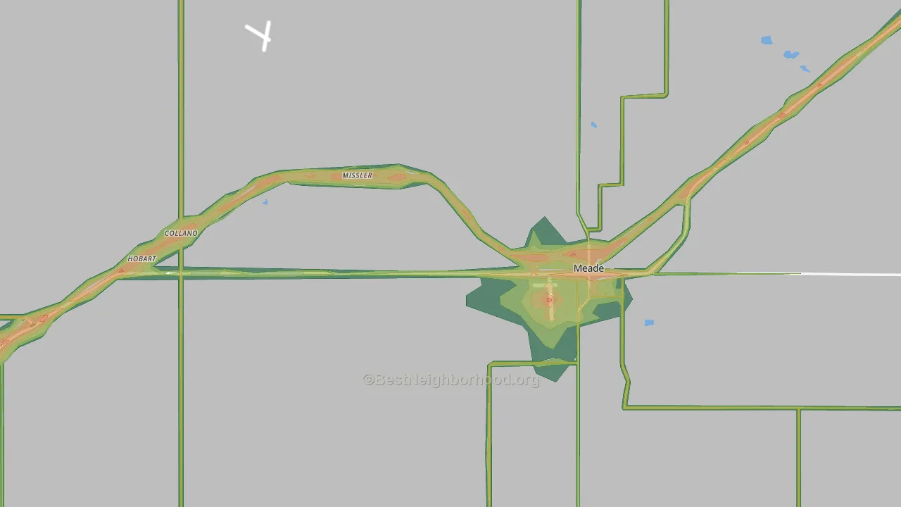 Meade County, KS Map of Noise Levels in Meade County
