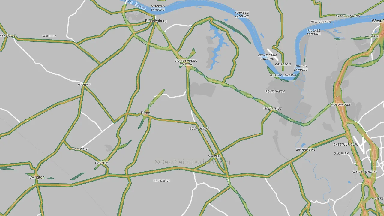 Meade County, KY Map of Noise Levels in Meade County