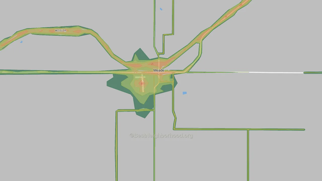 Meade, KS Map of Noise Levels in Meade