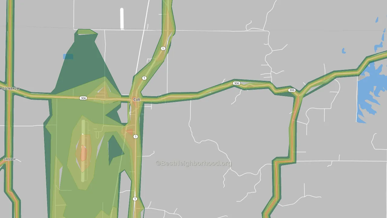 Meadow Cliff, AR Map of Noise Levels in Meadow Cliff