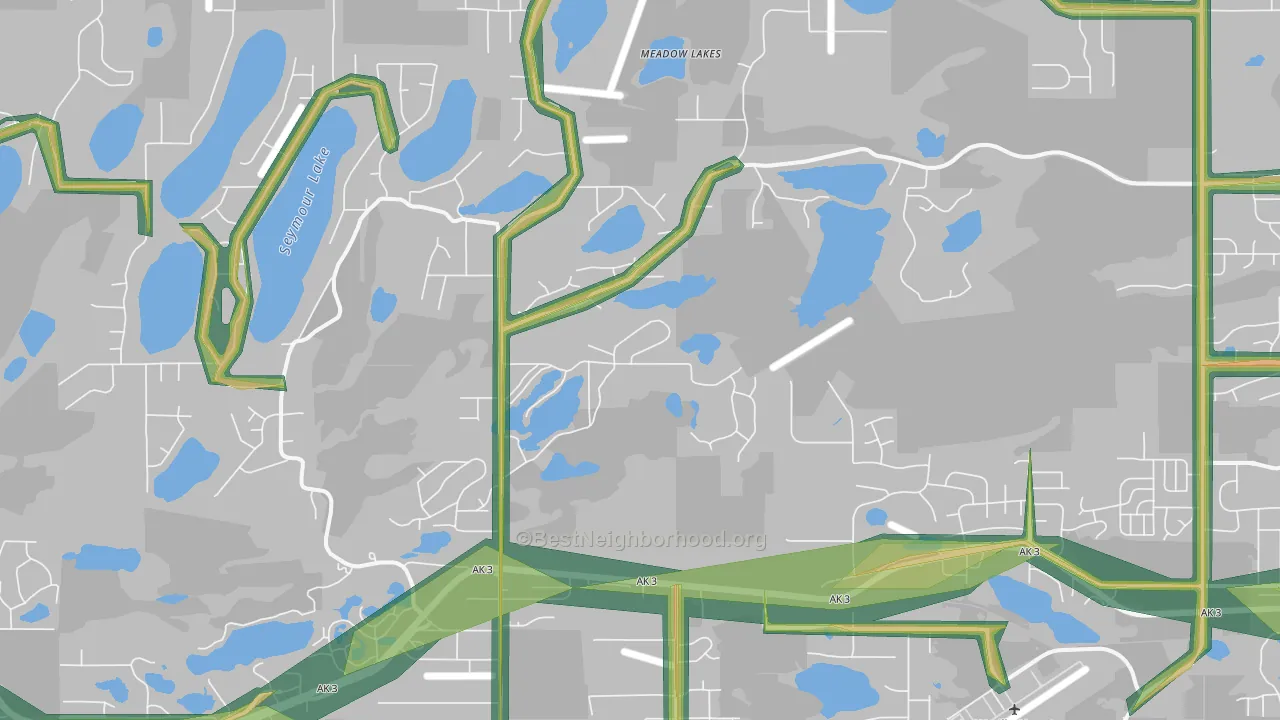Meadow Lakes, AK Map of Noise Levels in Meadow Lakes