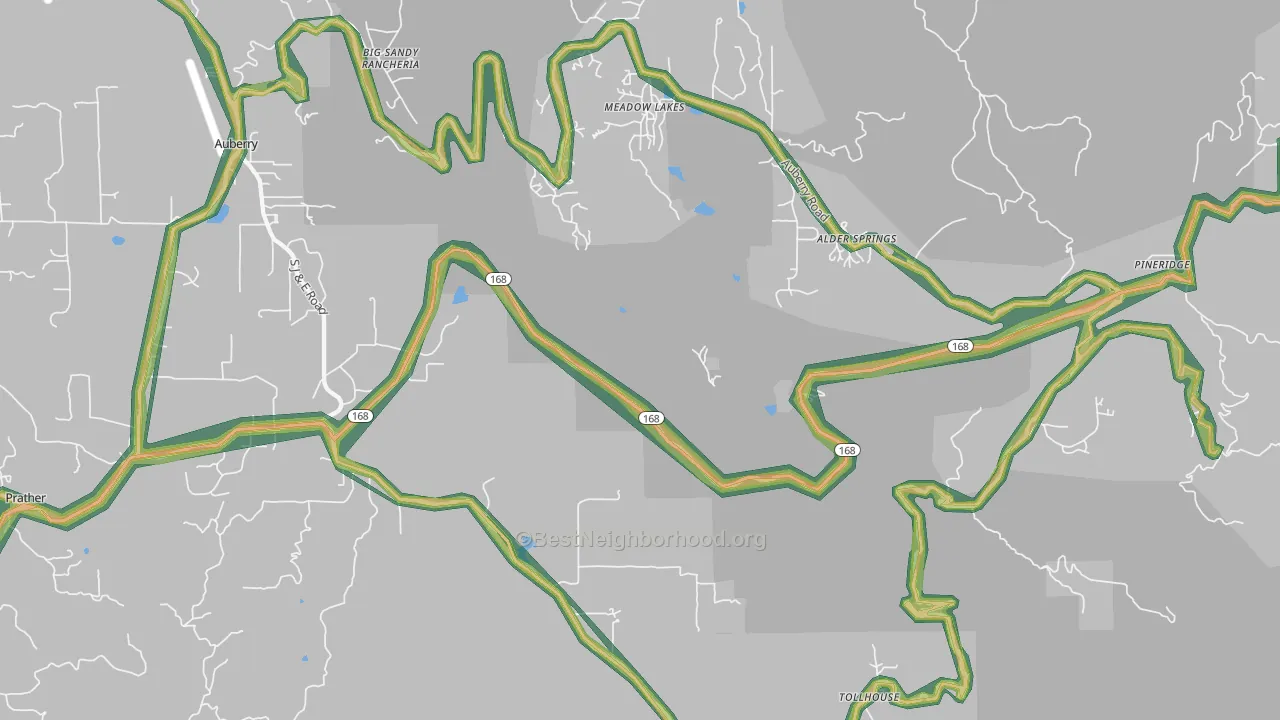 Meadow Lakes, CA Map of Noise Levels in Meadow Lakes