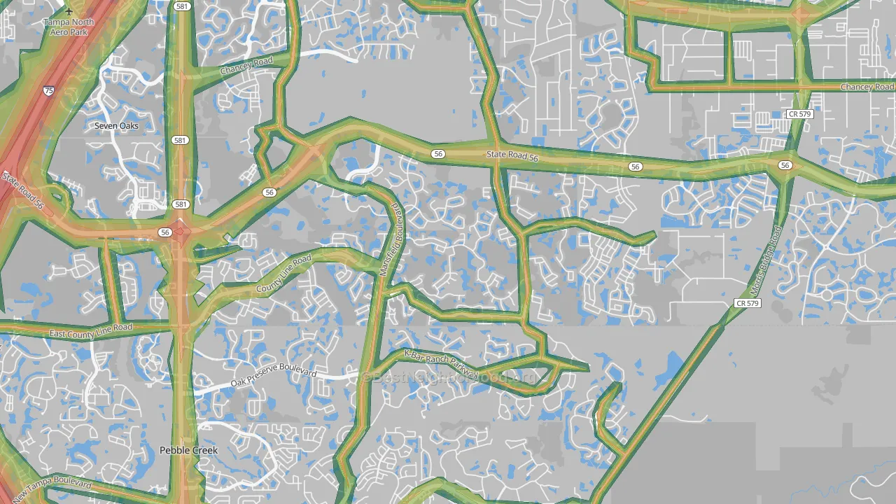 Meadow Point, Wesley Chapel, FL Map of Noise Levels in Meadow Point