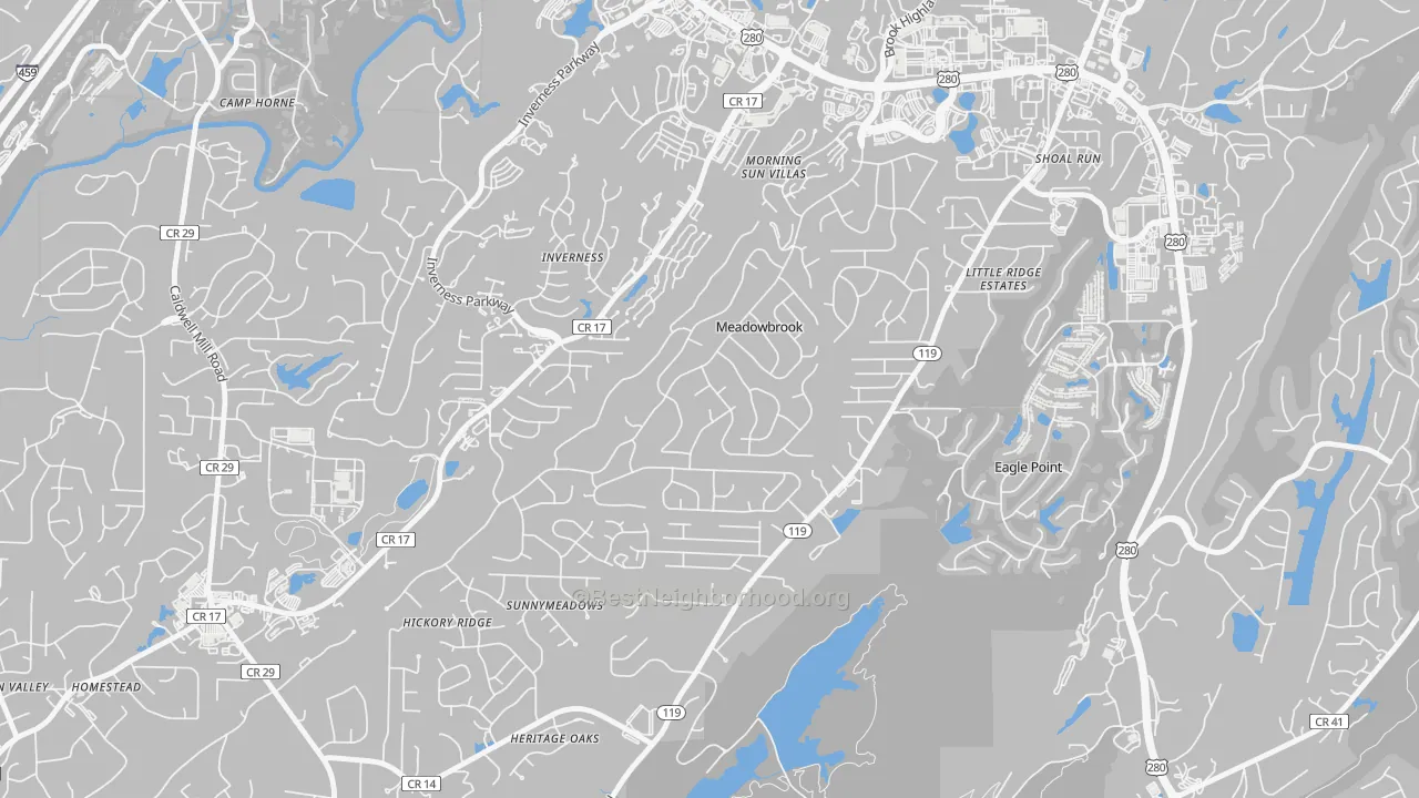 Meadowbrook, AL Map of Noise Levels in Meadowbrook