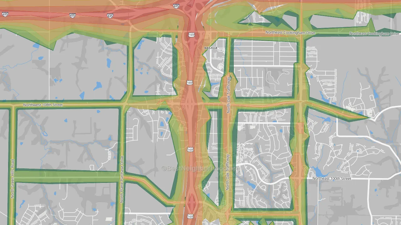 Meadowbrook Heights, Kansas City, MO Map of Noise Levels in Meadowbrook Heights
