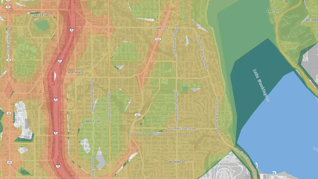 Meadowbrook, Seattle, WA Map of Noise Levels in Meadowbrook
