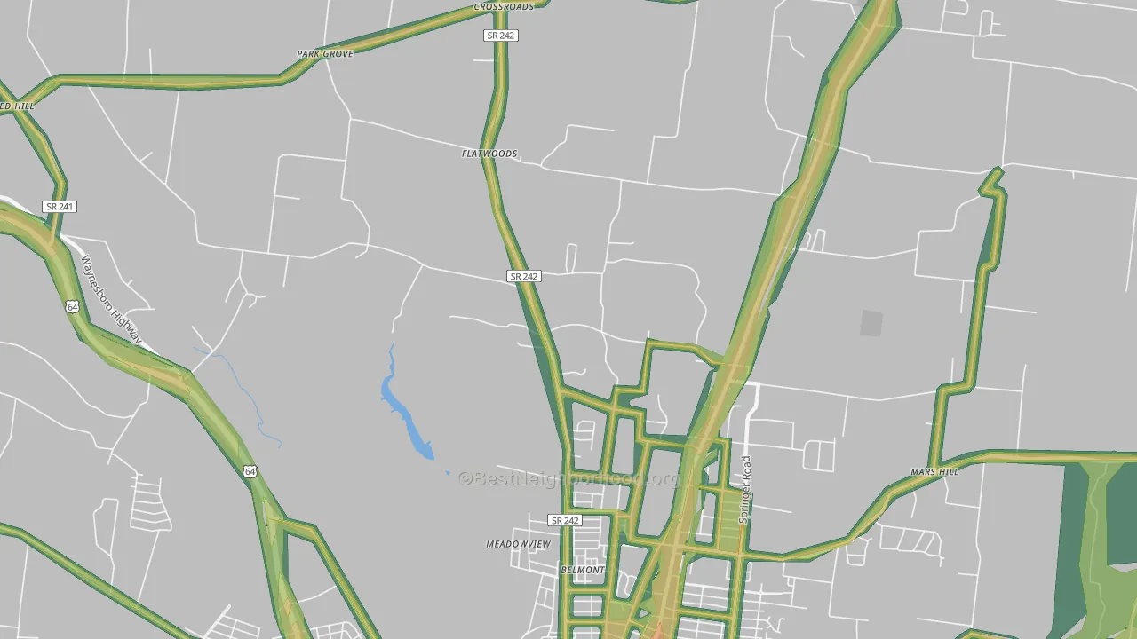 Meadowview, TN Map of Noise Levels in Meadowview