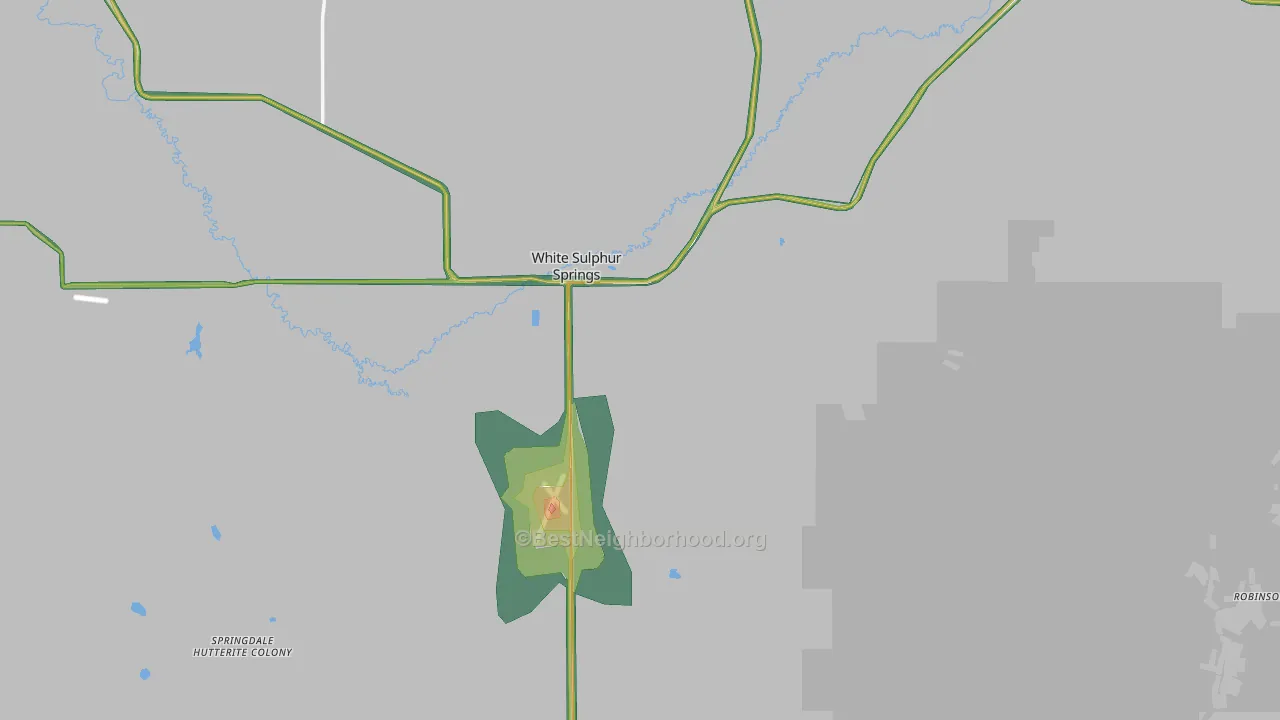 Meagher County, MT Map of Noise Levels in Meagher County