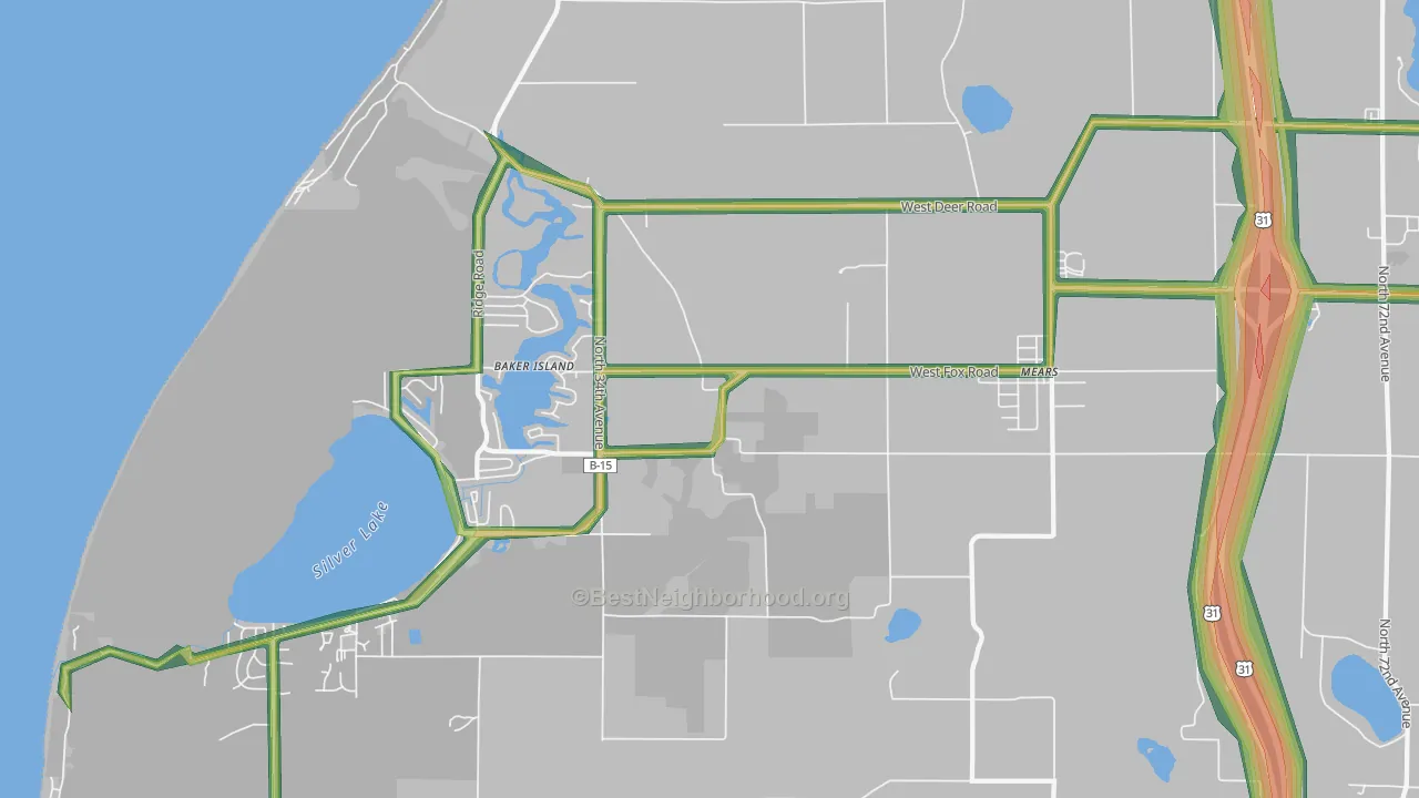 Mears, MI Map of Noise Levels in Mears