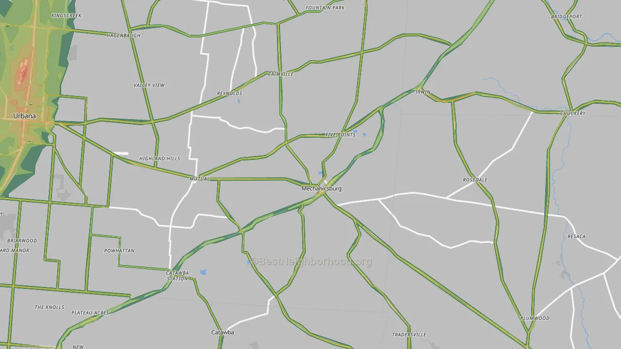Mechanicsburg, OH Map of Noise Levels in Mechanicsburg