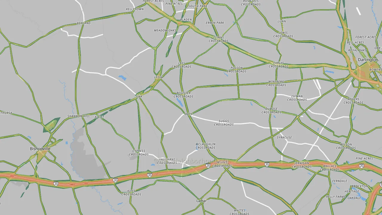 Mechanicsville, SC Map of Noise Levels in Mechanicsville