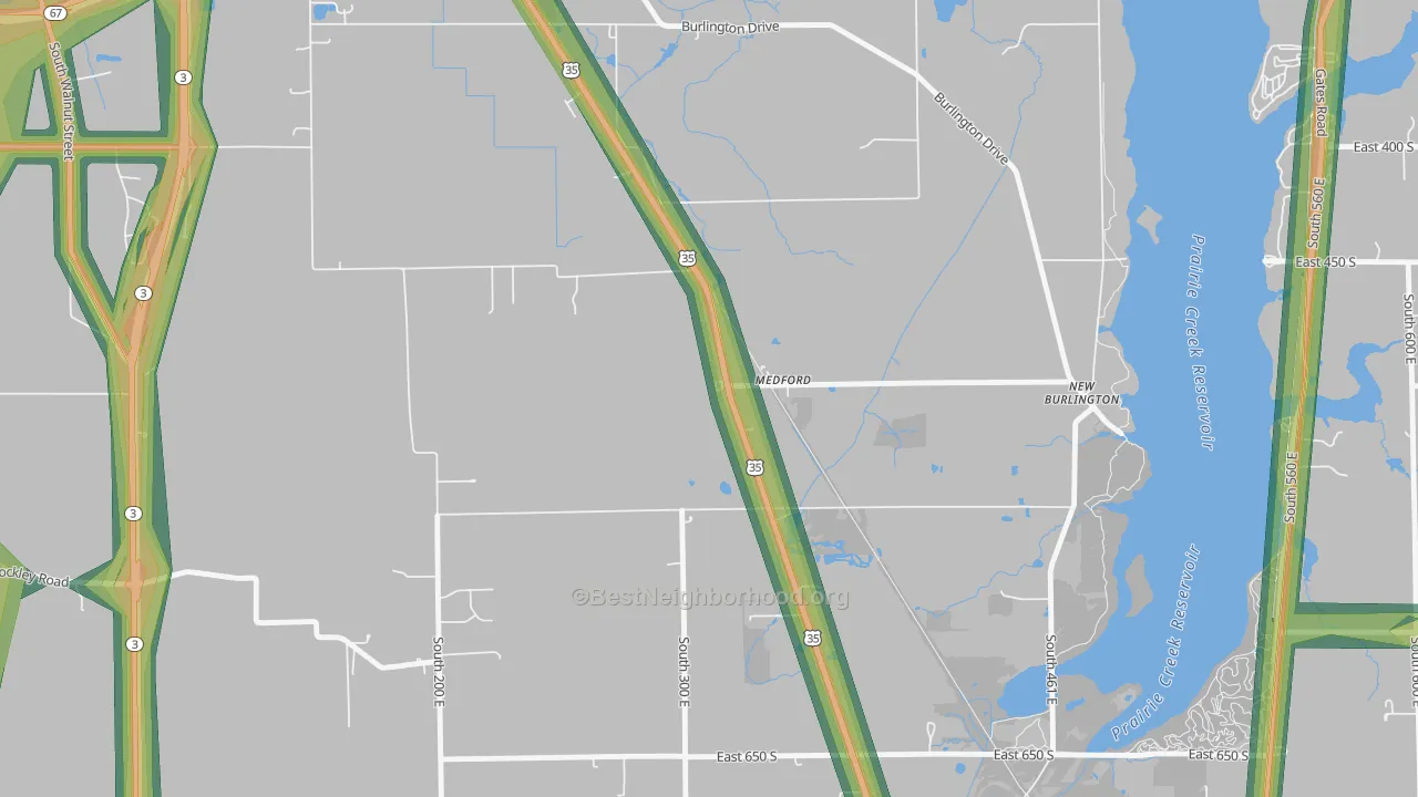 Medford, IN Map of Noise Levels in Medford