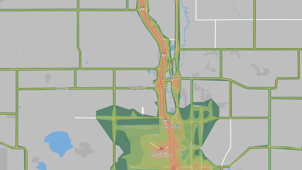 Medford, MN Map of Noise Levels in Medford