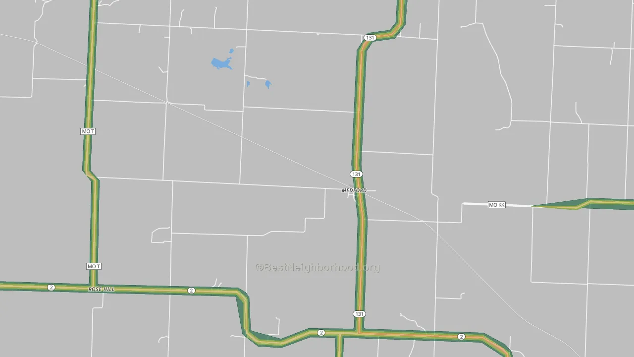 Medford, MO Map of Noise Levels in Medford