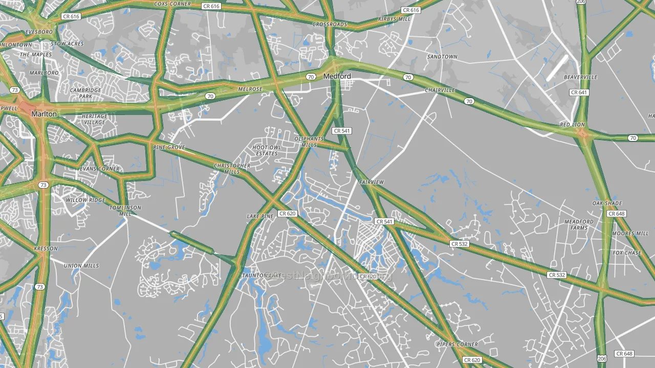 Medford, NJ Map of Noise Levels in Medford