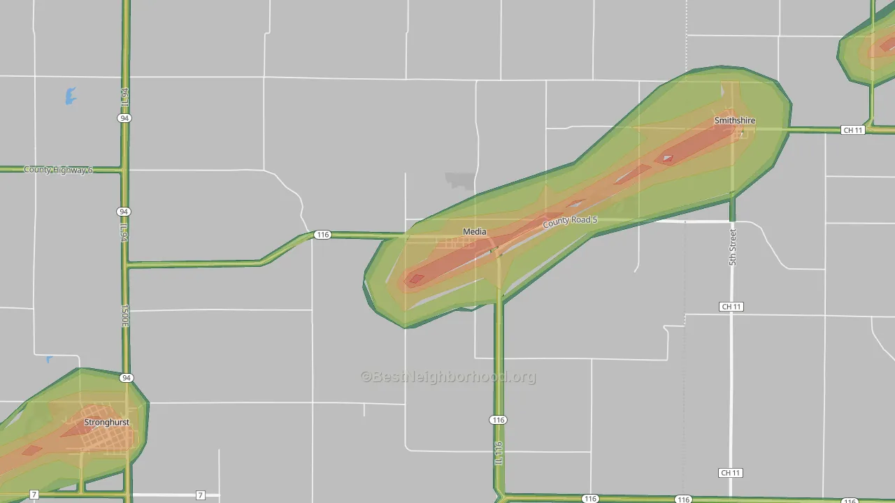 Media, IL Map of Noise Levels in Media