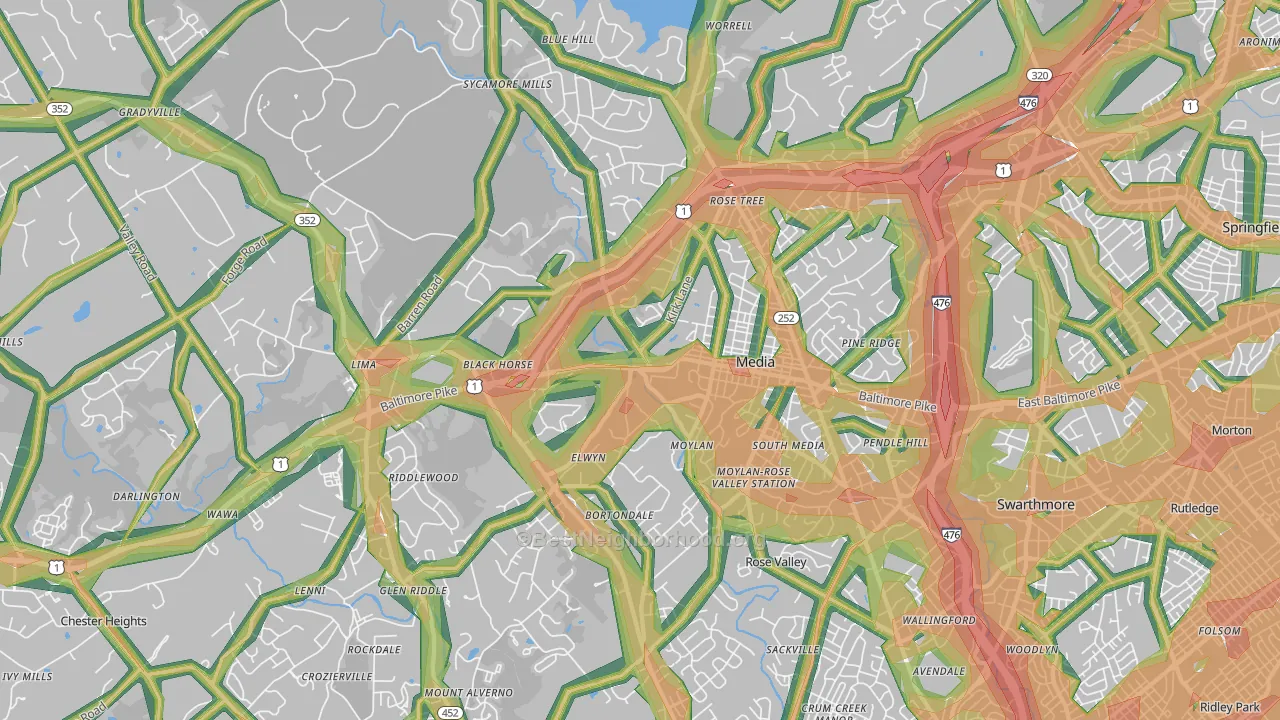 Media, PA Map of Noise Levels in Media