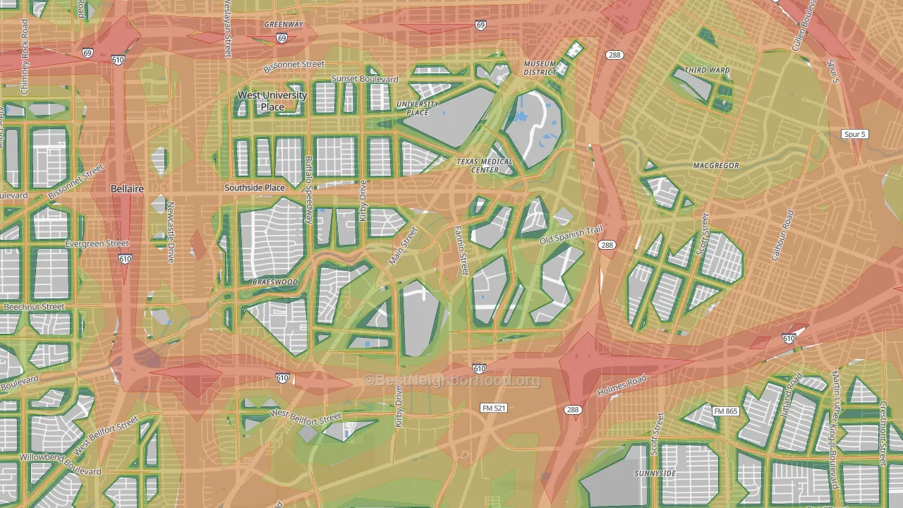 Medical, Houston, TX Map of Noise Levels in Medical